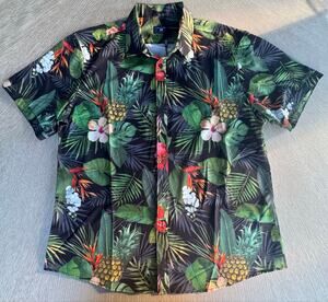 NWT Island Crew Men's 3XL Hawaiian Shirt - 4-Way Stretch Tropical Pineapple